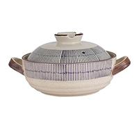 Pot de cuisson en céramique Pot de casserole japonaise Casserole Dish Volet de cuisinière Soup Pot d'argile en terre cutanée avec couvercle à double manche Kitchenware ()
