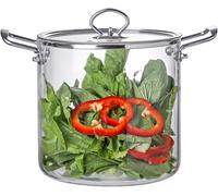 Pot de cuisson en verre avec couvercle - 5,5 l - Avec poignée - Résistant à la chaleur - Pour pâtes, noodle, soupe - Lait électrique