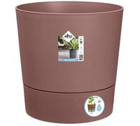 Pot de dleurs rond greensense aqua care - plastique réservoir - avec roulettes - ø 30 x 29.1 cm - brun argile Elho