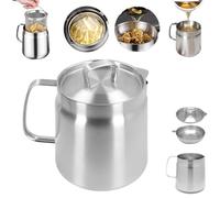 Pot de Filtre à Huile en Acier Inoxydable 304, Récipient à Graisse de Bacon avec Passoire et Couvercle, Distributeur D'huile de Grande capacité pour la Cuisine, Idéal pour (2L)