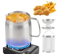 Pot de Filtre à Huile en Acier Inoxydable de 2L, Bidon de Graisse avec Filtre à Mailles Couvercle Anti-poussière, Pot de Stockage d'Huile pour Stocker l'Huile de Friture et la Graisse