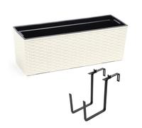 Pot De Fleur A Suspendre Balcon Jardiniere De Balcon 56 Cm Creme Rattan Rato Multicolore