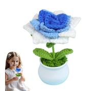 Pot de fleur au crochet,Roses au crochet Fleurs tricotées à la main Roses