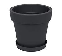 Pot de Fleur avec Soucoupe en Plastique Lofly, Classique, 40 cm diam, Anthracite
