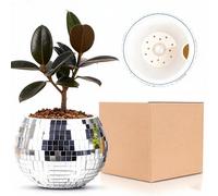 Pot de Fleur Boule Disco Miroir,ROSEONE Planteur Boule Disco Pots à Suspendre Jardinière Pot Cintre avec Crochet,Boho Décor Porte Plante pour D'intérieur et D'extérieur,Grasses,Plantes Aériennes
