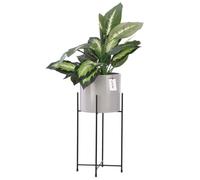 Pot De Fleur Cache Pot Rond D 14cm H 17cm Béton Gris Clair Surface Matelassée Orchidée Vase En Céramique Glamour Moderne Multicolore