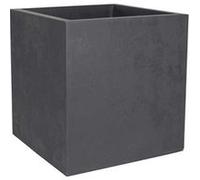 EDA - Pot Carré 40 cm Basalt 31 L - Décor Imitation Béton - Double Paroi - Zone de Rétention d'eau - 39,5 x 39,5 x H.43,5 cm - Gris Anthracite