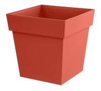 EDA Plastiques – Pot de fleur carré Toscane 50 cm 87 L Intérieur/Extérieur Orange terre battue