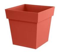 EDA Plastiques – Pot de fleur carré Toscane 50 cm 87 L Intérieur/Extérieur Orange terre battue