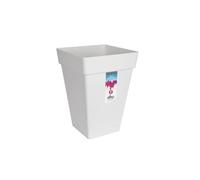 ELHO Pot de fleurs carré haut Loft Urban 30 - 29,3 x 29,3 x H41,3 cm - Blanc - 100% recyclé