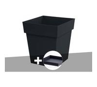 Pot de fleur carré Toscane 39 x H.39 cm Anthracite + Soucoupe - Eda anthracite G