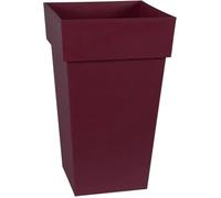EDA Pot de Fleur Carré Haut TOSCANE - Volume 62 L - 39 x 39 x H.65 cm - Rouge bourgogne Rouge G
