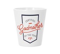 Pot de Fleur Céramique avec Trou de Drainage - Certified Godmother of the Year Birth Baptism - Petit Pot pour Cactus et Plante Grasse Hauteur 10cm Décoration Jardin Intérieur Imprimée en France