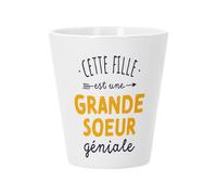 Pot de Fleur Céramique avec Trou de Drainage - Cette Fille est une Grande Soeur Géniale Famille - Petit Pot pour Cactus et Plante Grasse Hauteur 10cm Décoration Jardin Intérieur Imprimée en France