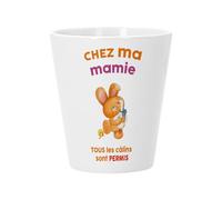 Pot de Fleur Céramique avec Trou de Drainage - Chez Ma Mamie Tous Les Calins Sont Permis Grand Mere Enfants - Petit Pot pour Cactus et Plante Grasse Hauteur 10cm Décoration Jardin Intérieur Imprimée