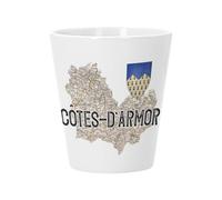 Pot de Fleur Céramique avec Trou de Drainage - Cotes d'Armor 22 Département Carte Ancienne Bretagne - Petit Pot pour Cactus et Plante Grasse Hauteur 10cm Décoration Jardin Intérieur Imprimée en France