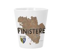 Pot de Fleur Céramique avec Trou de Drainage - Finistère 29 Departement Quimper Carte Ancienne Bretagne - Petit Pot pour Cactus et Plante Grasse Hauteur 10cm Décoration Jardin Intérieur Imprimée en