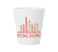 Pot de Fleur Céramique avec Trou de Drainage - Hong Kong Minimalist Asie Voyage Architecture - Petit Pot pour Cactus et Plante Grasse Hauteur 10cm Décoration Jardin Intérieur Imprimée en France