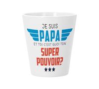 Pot de Fleur Céramique avec Trou de Drainage - Je suis Papa, et toi c'est quoi ton Super Pouvoir ? - Petit Pot pour Cactus et Plante Grasse Hauteur 10cm Décoration Jardin Intérieur Imprimée en France