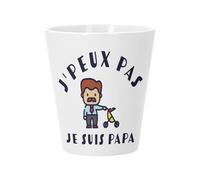 Pot de Fleur Céramique avec Trou de Drainage - J'Peux Pas Je suis Papa Parent Père Enfant - Petit Pot pour Cactus et Plante Grasse Hauteur 10cm Décoration Jardin Intérieur Imprimée en France