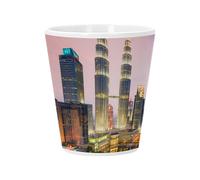 Pot de Fleur Céramique avec Trou de Drainage - Kuala Lumpur Ville Nuit Grattes Ciel Moderne Decoration Asie - Petit Pot pour Cactus et Plante Grasse Hauteur 10cm Décoration Jardin Intérieur Imprimée