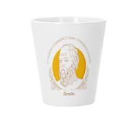 Pot de Fleur Céramique avec Trou de Drainage - La Sagesse Commence Dans L'émerveillement Socrates Citation Philosophie - Petit Pot pour Cactus et Plante Grasse Hauteur 10cm Décoration Jardin