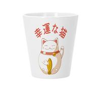 Pot de Fleur Céramique avec Trou de Drainage - Maneki-Neko Chat Japon Asie Culture Chine Porte Bonheur - Petit Pot pour Cactus et Plante Grasse Hauteur 10cm Décoration Jardin Intérieur Imprimée en
