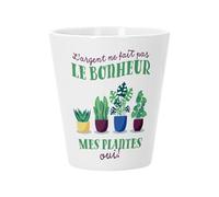 Pot de Fleur Céramique avec Trou de Drainage - Mes Plantes - L'argent ne Fait Pas le Bonheur Déco Petit Pot pour Cactus et Plante Grasse Hauteur 10cm Décoration Jardin Intérieur Imprimée en France