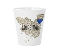 Pot de Fleur Céramique avec Trou de Drainage - Morbihan 56 Département Vannes Carte Ancienne Bretagne - Petit Pot pour Cactus et Plante Grasse Hauteur 10cm Décoration Jardin Intérieur Imprimée en