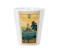 Pot de Fleur Céramique avec Trou de Drainage - Pearl Harbor Hawaii Affiche Poster Vintage Voyage Art Deco - Petit Pot pour Cactus et Plante Grasse Hauteur 10cm Décoration Jardin Intérieur Imprimée en