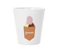Pot de Fleur Céramique avec Trou de Drainage - Poche Surprise Gourmand Glace Illustration Dessert - Petit Pot pour Cactus et Plante Grasse Hauteur 10cm Décoration Jardin Intérieur Imprimée en France