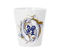 Pot de Fleur Céramique avec Trou de Drainage - Poisson Koi Japon Asie Culture Carpe - Petit Pot pour Cactus et Plante Grasse Hauteur 10cm Décoration Jardin Intérieur Imprimée en France