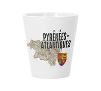 Pot de Fleur Céramique avec Trou de Drainage - Pyrénées Atlantiques 64 Département Pau Carte Ancienne Rare - Petit Pot pour Cactus et Plante Grasse Hauteur 10cm Décoration Jardin Intérieur Imprimée