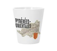 Pot de Fleur Céramique avec Trou de Drainage - Pyrénées Orientales 66 Département Perpignan Carte Ancienne - Petit Pot pour Cactus et Plante Grasse Hauteur 10cm Décoration Jardin Intérieur Imprimée