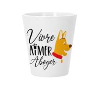 Pot de Fleur Céramique avec Trou de Drainage - Vivre Aimer Aboyer Chien Animaux Compagnie - Petit Pot pour Cactus et Plante Grasse Hauteur 10cm Décoration Jardin Intérieur Imprimée en France