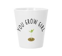 Pot de Fleur Céramique avec Trou de Drainage - You Grow Girl Plants Pot Gardening Sprouting - Petit pour Cactus et Plante Grasse Hauteur 10cm Décoration Jardin Intérieur Imprimée en France