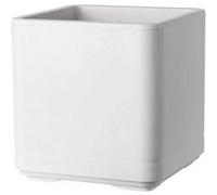 Pot de fleur Cube - Cosmo - Perle - A réserve d'eau - Roulettes - 38 cm Blanc G