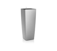 Pot de fleur Cubico Alto Premium 40 - kit complet, argent métallisé