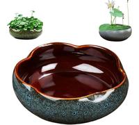 Pot de Fleur de Bol de Lotus, Bol Rond de Lotus, Bol de lys d'eau Claire, Bol de Lotus cultivé dans l'eau intérieure, Plantes hydroponiques succulentes Florales sans Support (Bleu+m)