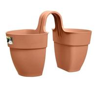 Elho Vibia Campana Flower Twin 21 - Planteur pour Balcon & Extérieur - Ø 20.5 x H 26.5 cm - Marron/Terre Cuite