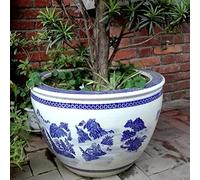 Pot de Fleur en céramique de Jardin extérieur surdimensionné Jingdezhen Pot de Fleur en Porcelaine Bleue et Blanche Oranger Bonsaï Arbre fruitier Arbre de Fortune Osmanthus Pot d'arbre intérieur