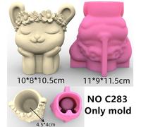 Pot De Fleur En Résine De Silicone,Renard Mignon,Animal Succulent,Moule De Gypse En Béton De Tasse De Bougie,Boîte De Rangement De Mouton D'éléphant De Zèbre - Type No C283 Only Mold