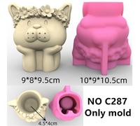 Pot De Fleur En Résine De Silicone,Renard Mignon,Animal Succulent,Moule De Gypse En Béton De Tasse De Bougie,Boîte De Rangement De Mouton D'éléphant De Zèbre - Type No C287 Only Mold