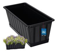 KOTARBAU® Pot de Fleur Exterieur - Jardinières Exterieur - PVC - 40 x 18 x 14 cm - Anthracite - Jardinière Balcon - Rectangulaire - avec Soucoupe - Bac à Fleurs