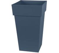Pot de fleur haut Carré - EDA - Toscane - 39 cm - 62 L - Intérieur/Extérieur - 39 x 39 x H. 65 cm - Bleu Jean