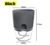 Pot De Fleur Hydroponique Paresseux, 3/1 Pièces, Pot De Fleurs Absorbant L'Eau Automatique, Transparent, Double Couche En Plastique, Jardinières Auto-Arrosage.Black
