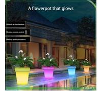 Pot de fleur lumineux - V GEBY - Rechargeable USB - Étanche IP65-68 - LED multicolore - Télécommande sans fil