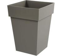 Pot de fleur mi-haut Carré 40 cm - EDA - Toscane - 39 x 39 x H. 53 cm - 51 L - Taupe