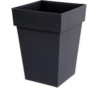 EDA Plastiques Pot de fleurs Toscane mi-haut carré 39 x 39 x H. 53 cm 51 L Gris anthracite