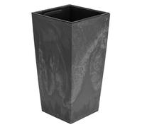 Pot De Fleur - Plastique - Gris Clair - 19 L - H 450 Mm - Aspect Béton Avec Insert Multicolore